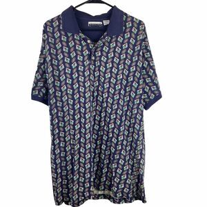 Vintage American Weekend Golf Abstract Print Polo Shirt Mens Large Short Sleeve